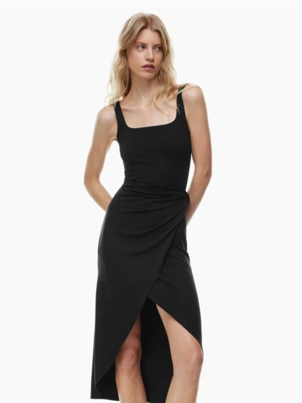 Aritzia Wilfred Saturn Midi Wrap Dress Black Medium